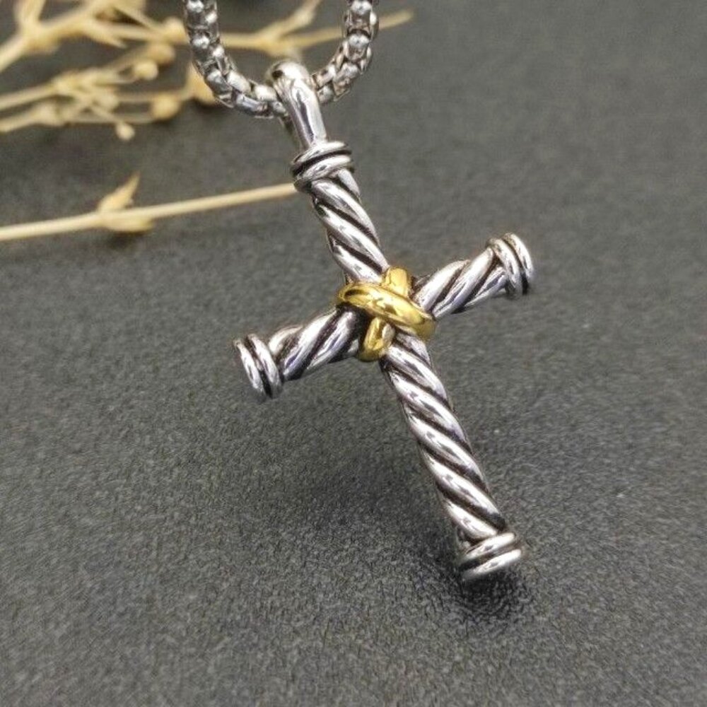 David Yurman X Cross-Branded Necklace - 18K Gold and Sterling Silver DY633